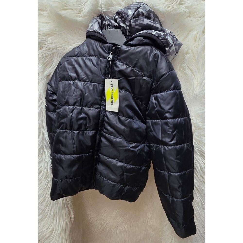 Epic Threads Little & Big Boys Camo to Solid Reversible Hooded Puffer Jacket XL